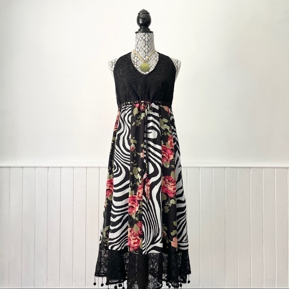 Lane Bryant Tropical Print Lace Halter Dress Size 14